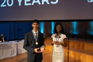 Savir Peri and Christelle Stanley, winner and runner up of 2025 Poetry Out Loud in New York State